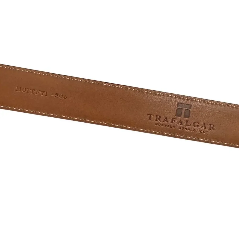 Trafalgar Men's Classic 30mm Black Cortina Leather Dress Belt, Size 44, Like New